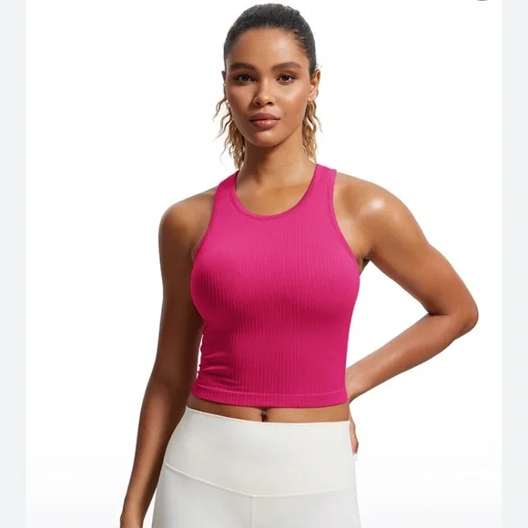 NWT• CRZ YOGA Pink Crop Top Medium - Picture 1 of 8